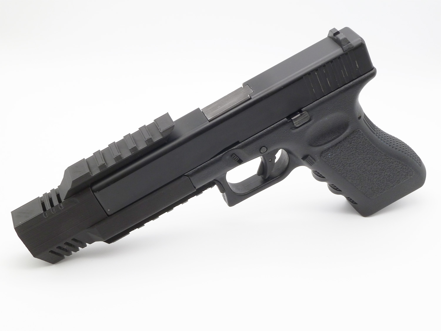 Glock 17/18 Short Muzzle Break, with rail, attached to an ASG Glock 17 (Glock not included!)