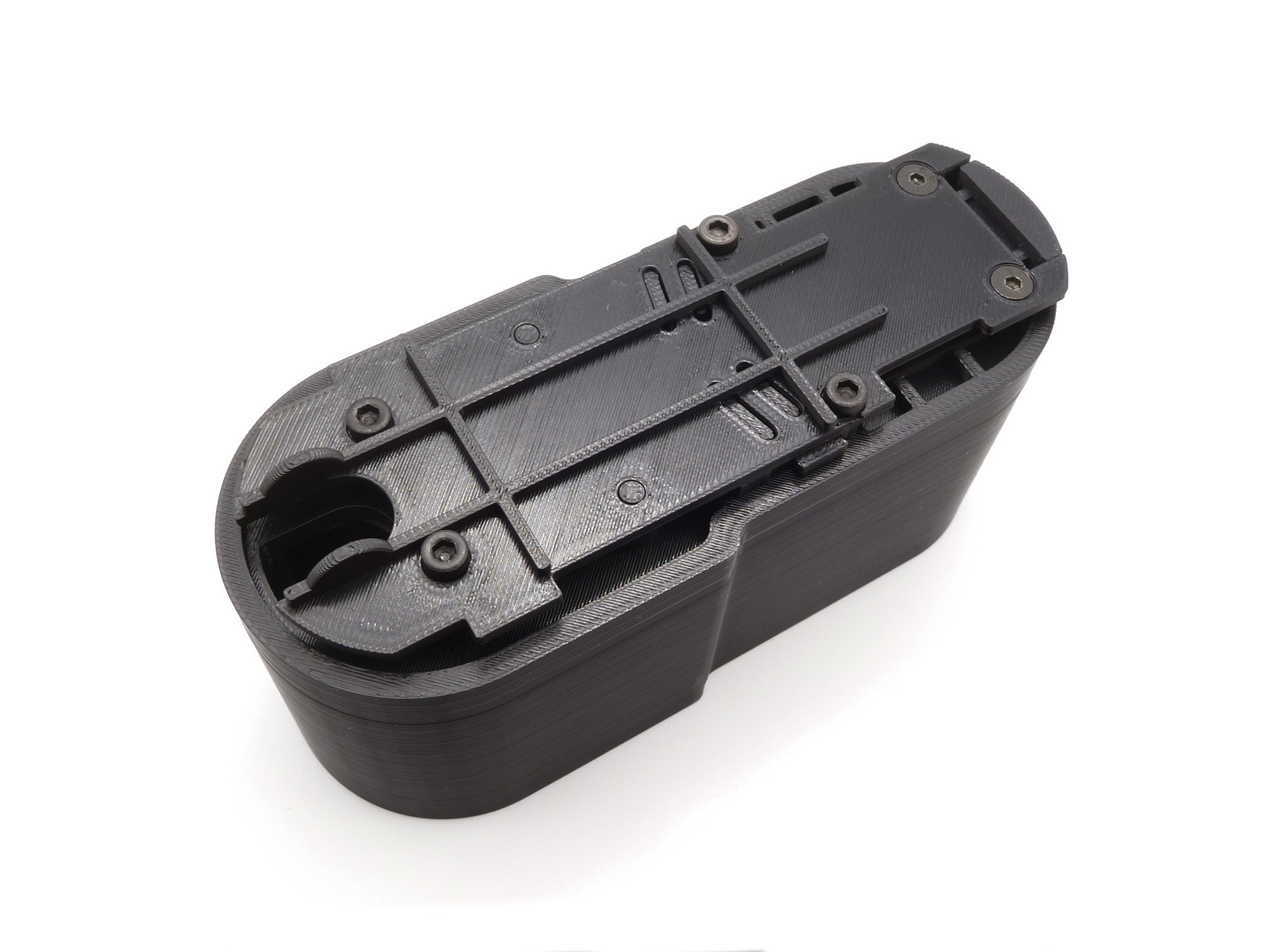 A top-side view of the buttstock extension, showing the mechanism