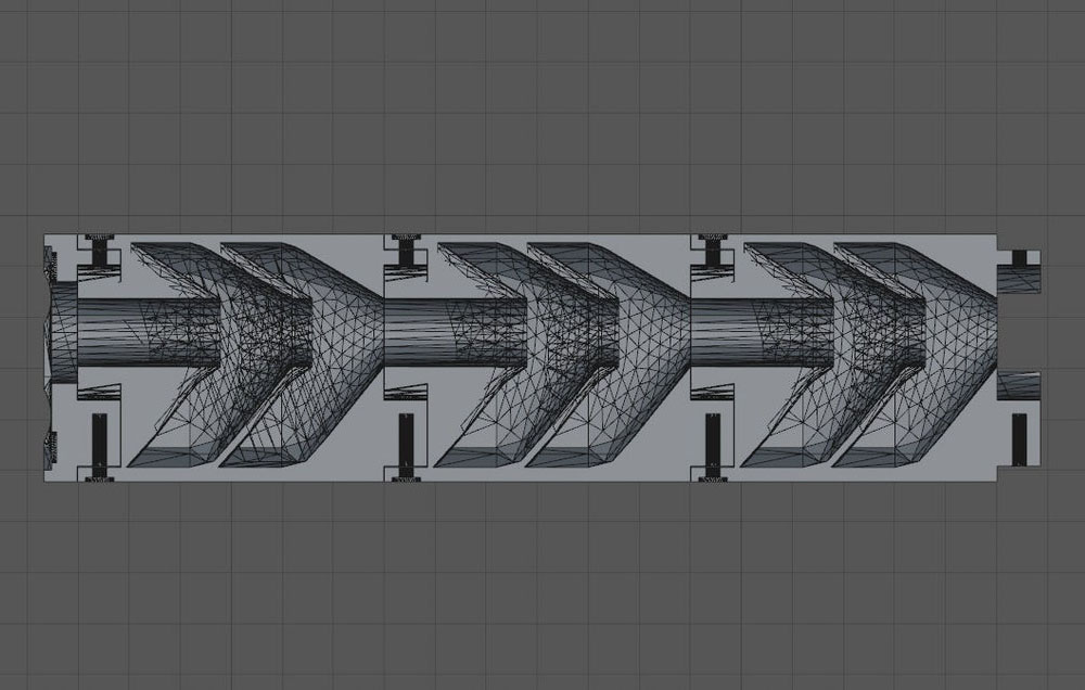 Cross section showing baffling between chambers